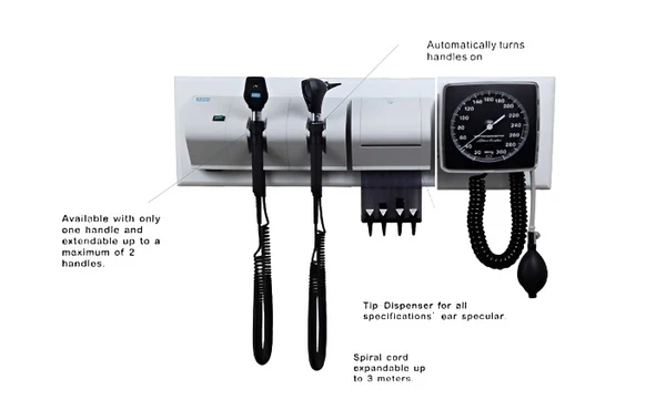 Diagnostic / ENT Set - DW1060 - Wall Mounted (Opthalmoscope, Otoscope, BP Metre, Ear Specula)